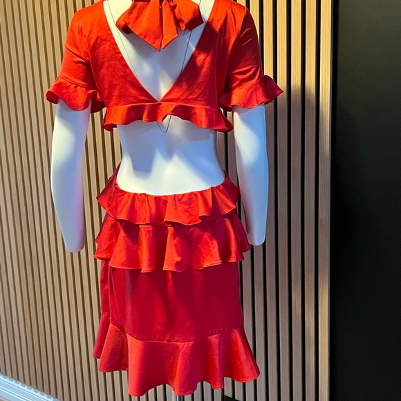 Few Moda Red Ruffle Cutout Dress - Picture 3 of 4
